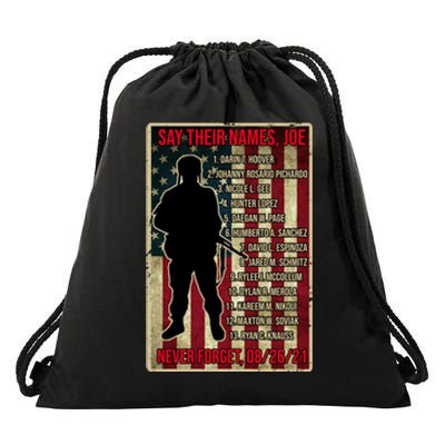 Say Their Names Joe Of 13 Fallen Soldiers Tribute Drawstring Bag