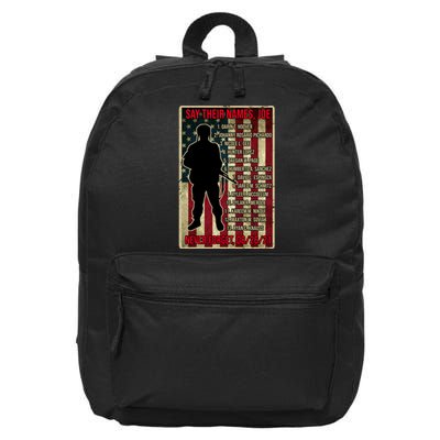 Say Their Names Joe Of 13 Fallen Soldiers Tribute 16 in Basic Backpack