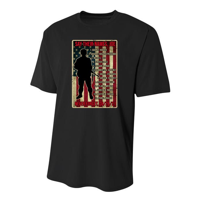 Say Their Names Joe Of 13 Fallen Soldiers Tribute Youth Performance Sprint T-Shirt