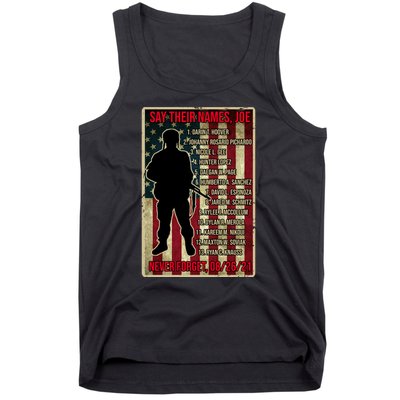 Say Their Names Joe Of 13 Fallen Soldiers Tribute Tank Top