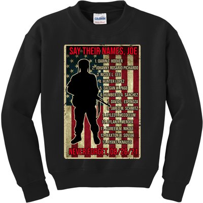 Say Their Names Joe Of 13 Fallen Soldiers Tribute Kids Sweatshirt