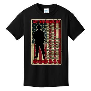 Say Their Names Joe Of 13 Fallen Soldiers Tribute Kids T-Shirt