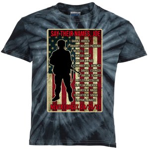 Say Their Names Joe Of 13 Fallen Soldiers Tribute Kids Tie-Dye T-Shirt