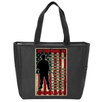 Say Their Names Joe Of 13 Fallen Soldiers Tribute Zip Tote Bag