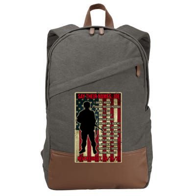 Say Their Names Joe Of 13 Fallen Soldiers Tribute Cotton Canvas Backpack