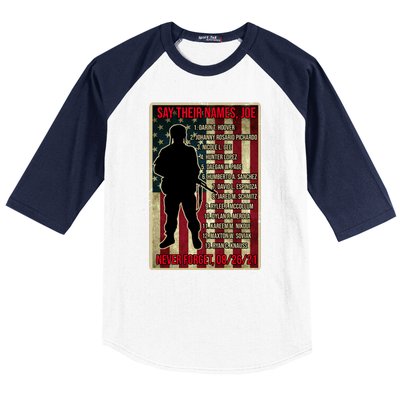 Say Their Names Joe Of 13 Fallen Soldiers Tribute Baseball Sleeve Shirt