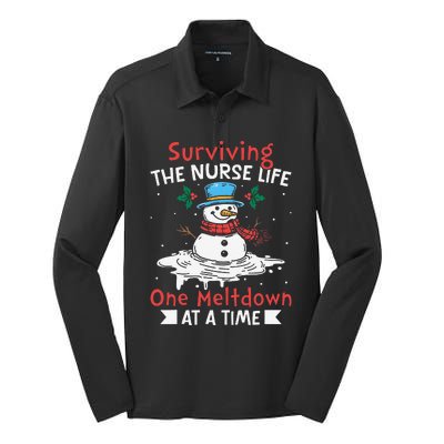 Surviving The Nurse Life One Meltdown At A Time Ugly Xmas Silk Touch Performance Long Sleeve Polo