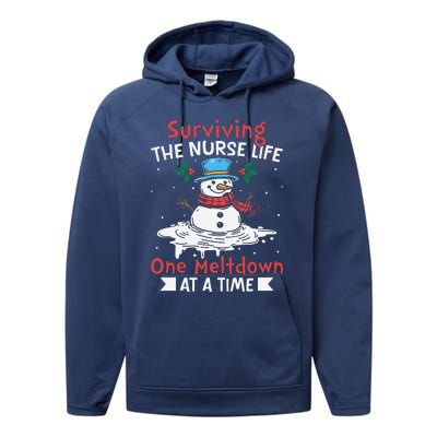 Surviving The Nurse Life One Meltdown At A Time Ugly Xmas Performance Fleece Hoodie