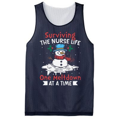 Surviving The Nurse Life One Meltdown At A Time Ugly Xmas Mesh Reversible Basketball Jersey Tank