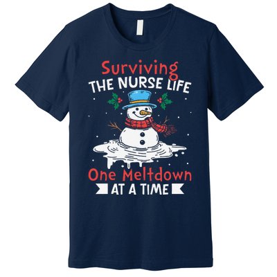 Surviving The Nurse Life One Meltdown At A Time Ugly Xmas Premium T-Shirt