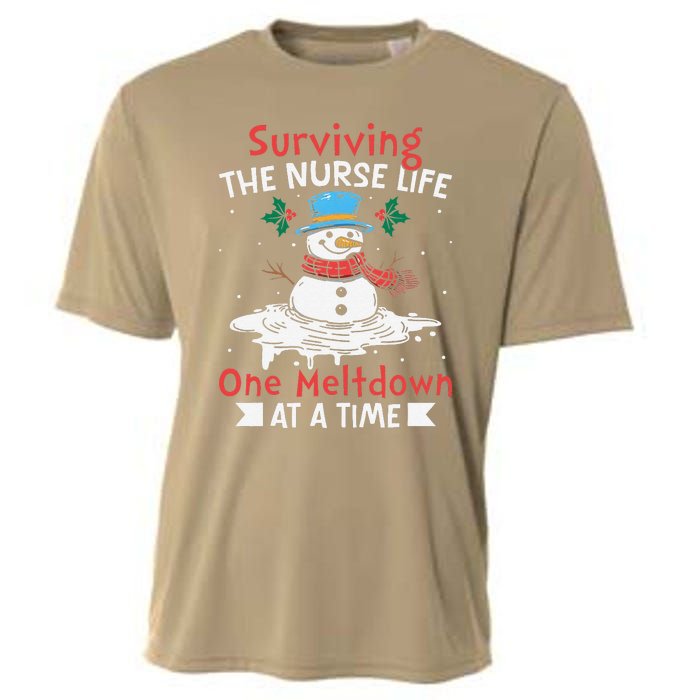 Surviving The Nurse Life One Meltdown At A Time Ugly Xmas Cooling Performance Crew T-Shirt