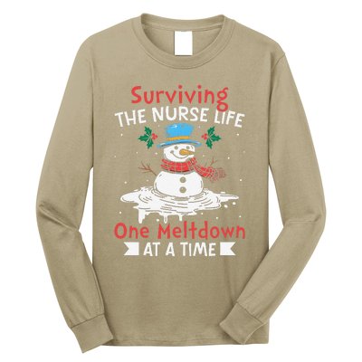 Surviving The Nurse Life One Meltdown At A Time Ugly Xmas Long Sleeve Shirt