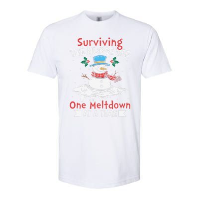 Surviving The Nurse Life One Meltdown At A Time Ugly Xmas Softstyle CVC T-Shirt