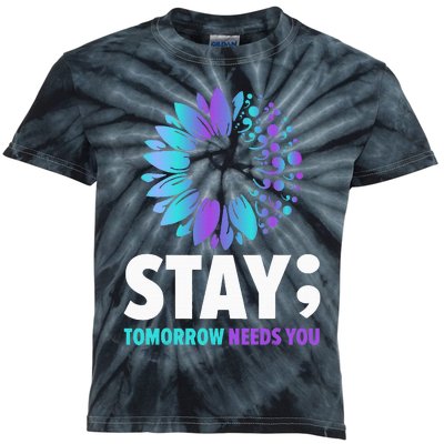 Stay Tomorrow Needs You Mental Health Awareness Support Kids Tie-Dye T-Shirt