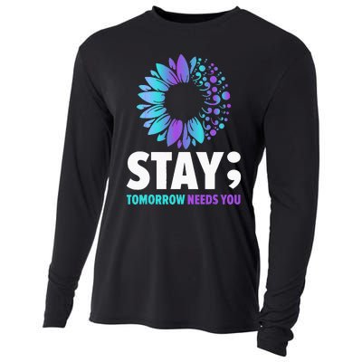 Stay Tomorrow Needs You Mental Health Awareness Support Cooling Performance Long Sleeve Crew