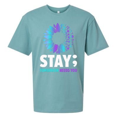 Stay Tomorrow Needs You Mental Health Awareness Support Sueded Cloud Jersey T-Shirt