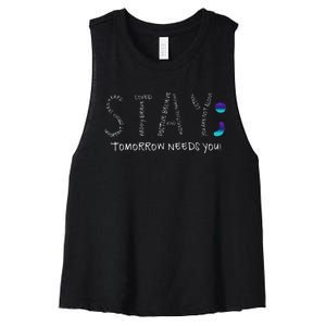 Stay Tomorrow Needs You Semicolon Suicide Prevention Women's Racerback Cropped Tank