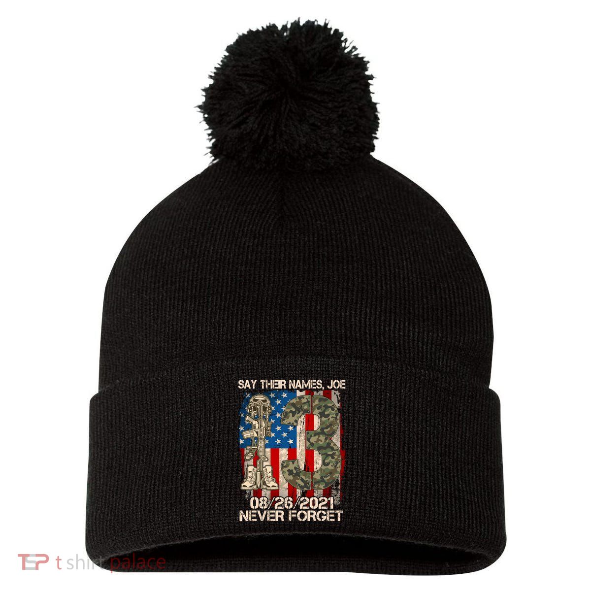 Say Their Names Joe 082621 Never Forget Pom Pom 12in Knit Beanie