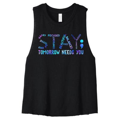 Stay Tomorrow Needs You Suicide Prevention Awareness Week Women's Racerback Cropped Tank