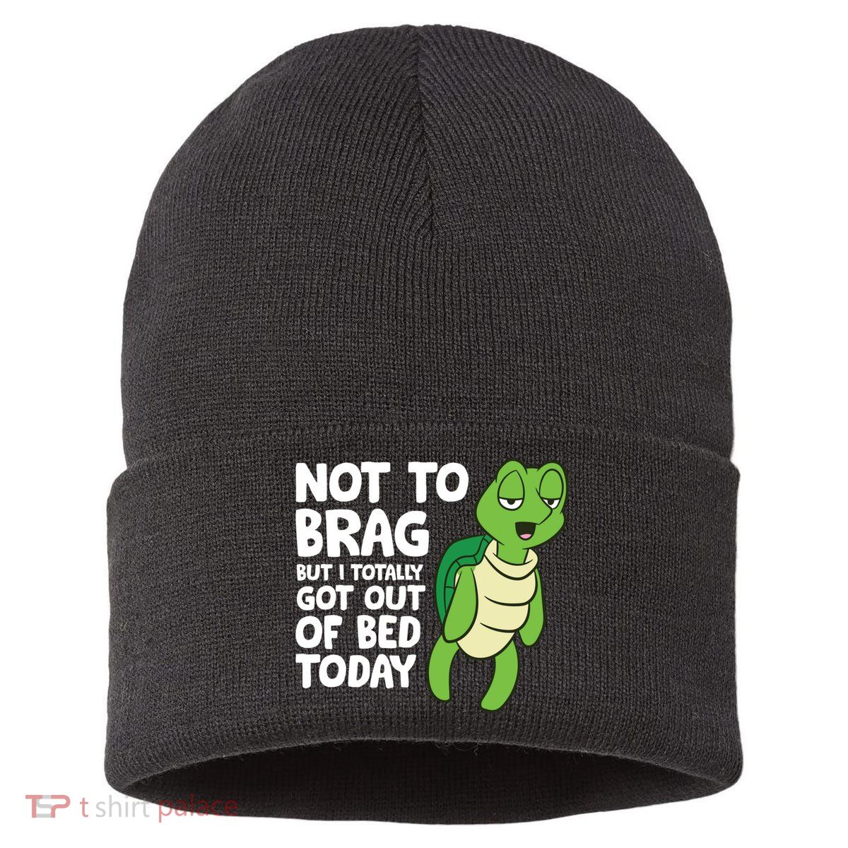 Sea Turtle Not To Brag But I Totally Got Out Of Bed Today Sustainable Knit Beanie