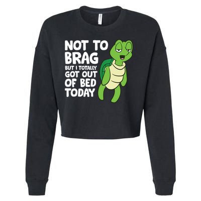 Sea Turtle Not To Brag But I Totally Got Out Of Bed Today Cropped Pullover Crew