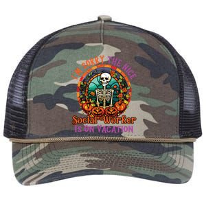 Sorry The Nice Social Worker Is On Vacation Halloween Retro Rope Trucker Hat Cap