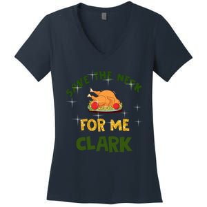 Save The Neck For Me Clark Christmas Women's V-Neck T-Shirt