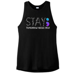 STAY Tomorrow Needs You Semicolon Suicide Prevention Awareness Ladies PosiCharge Tri-Blend Wicking Tank