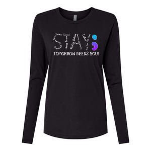 STAY Tomorrow Needs You Semicolon Suicide Prevention Awareness Womens Cotton Relaxed Long Sleeve T-Shirt