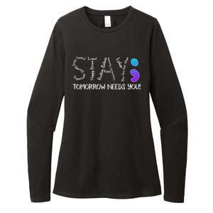 STAY Tomorrow Needs You Semicolon Suicide Prevention Awareness Womens CVC Long Sleeve Shirt