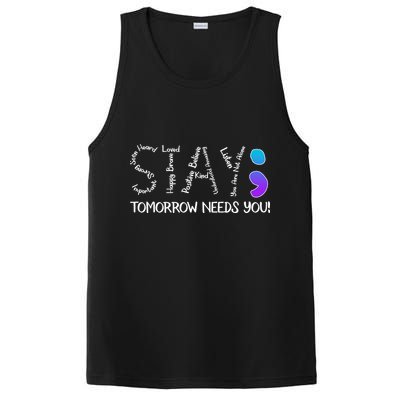STAY Tomorrow Needs You Semicolon Suicide Prevention Awareness PosiCharge Competitor Tank