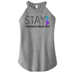 STAY Tomorrow Needs You Semicolon Suicide Prevention Awareness Women's Perfect Tri Rocker Tank