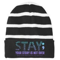 Stay Tomorrow Needs You Suicide Prevention Awareness Support Striped Beanie with Solid Band