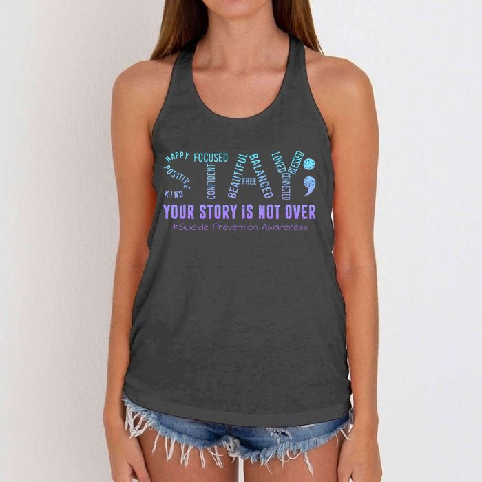 Stay Tomorrow Needs You Suicide Prevention Awareness Support Women's Knotted Racerback Tank