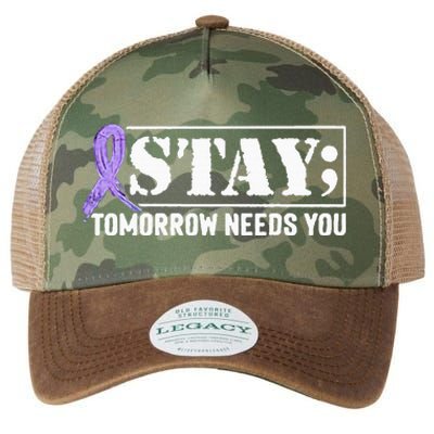 Stay Tomorrow Needs You Semicolon Suicide Prevention Legacy Tie Dye Trucker Hat