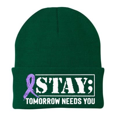 Stay Tomorrow Needs You Semicolon Suicide Prevention Knit Cap Winter Beanie