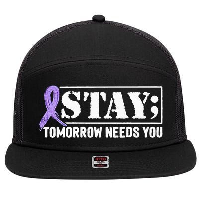 Stay Tomorrow Needs You Semicolon Suicide Prevention 7 Panel Mesh Trucker Snapback Hat