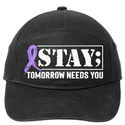 Stay Tomorrow Needs You Semicolon Suicide Prevention 7-Panel Snapback Hat