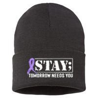 Stay Tomorrow Needs You Semicolon Suicide Prevention Sustainable Knit Beanie