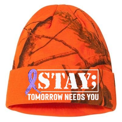 Stay Tomorrow Needs You Semicolon Suicide Prevention Kati Licensed 12" Camo Beanie