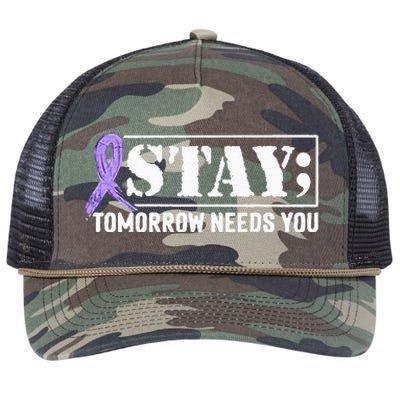 Stay Tomorrow Needs You Semicolon Suicide Prevention Retro Rope Trucker Hat Cap