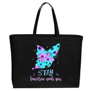 Stay Tomorrow Needs You Mental Health Awareness Support Cotton Canvas Jumbo Tote