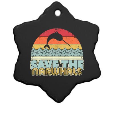 Save The Narwhals Gift Retro Style Narwhal Meaningful Gift Ceramic Star Ornament