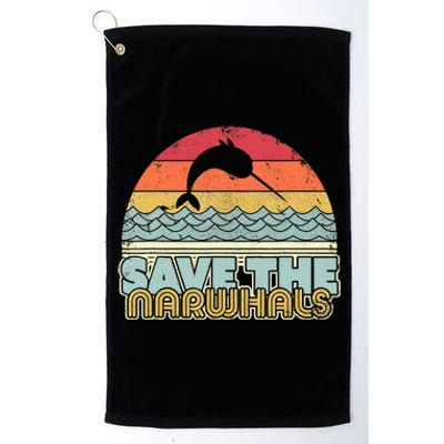 Save The Narwhals Gift Retro Style Narwhal Meaningful Gift Platinum Collection Golf Towel