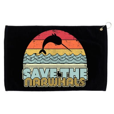 Save The Narwhals Gift Retro Style Narwhal Meaningful Gift Grommeted Golf Towel