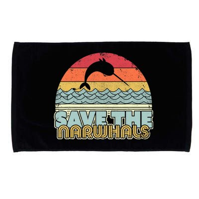 Save The Narwhals Gift Retro Style Narwhal Meaningful Gift Microfiber Hand Towel