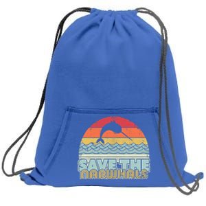 Save The Narwhals Gift Retro Style Narwhal Meaningful Gift Sweatshirt Cinch Pack Bag