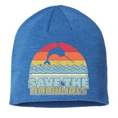 Save The Narwhals Gift Retro Style Narwhal Meaningful Gift Sustainable Beanie