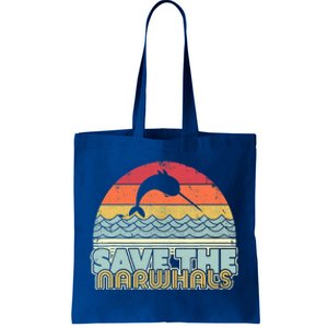 Save The Narwhals Gift Retro Style Narwhal Meaningful Gift Tote Bag