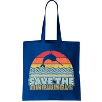 Save The Narwhals Gift Retro Style Narwhal Meaningful Gift Tote Bag